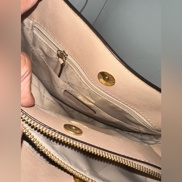 Michael Kors Beige Satchel with Gold Accents